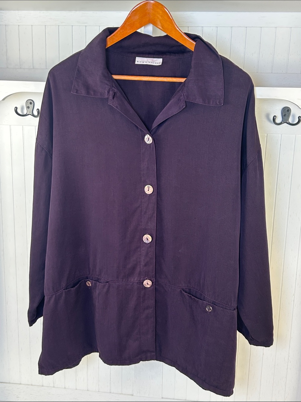 Bryn Walker 100% Tencel Oversized Purple Lagenlook Shirt Jacket